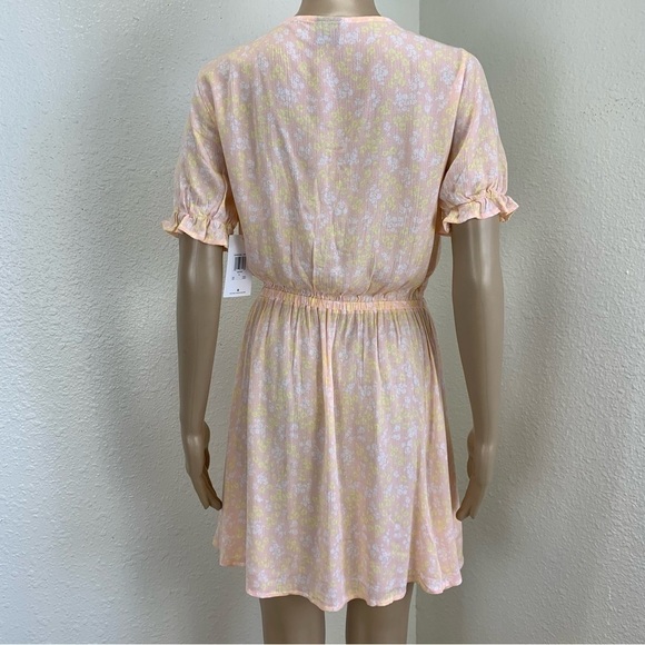 HURLEY Peasant mini Dress liberty floral Tropical Peach cottagecore pastels - Picture 8 of 11